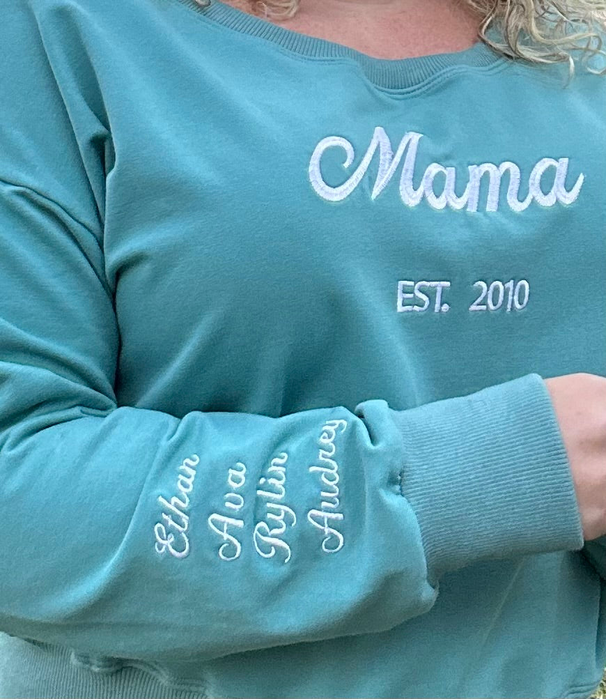 Embroidered Sweatshirt-Organic European Sweatshirt Fleece | Sizes XXS-Plus 3X