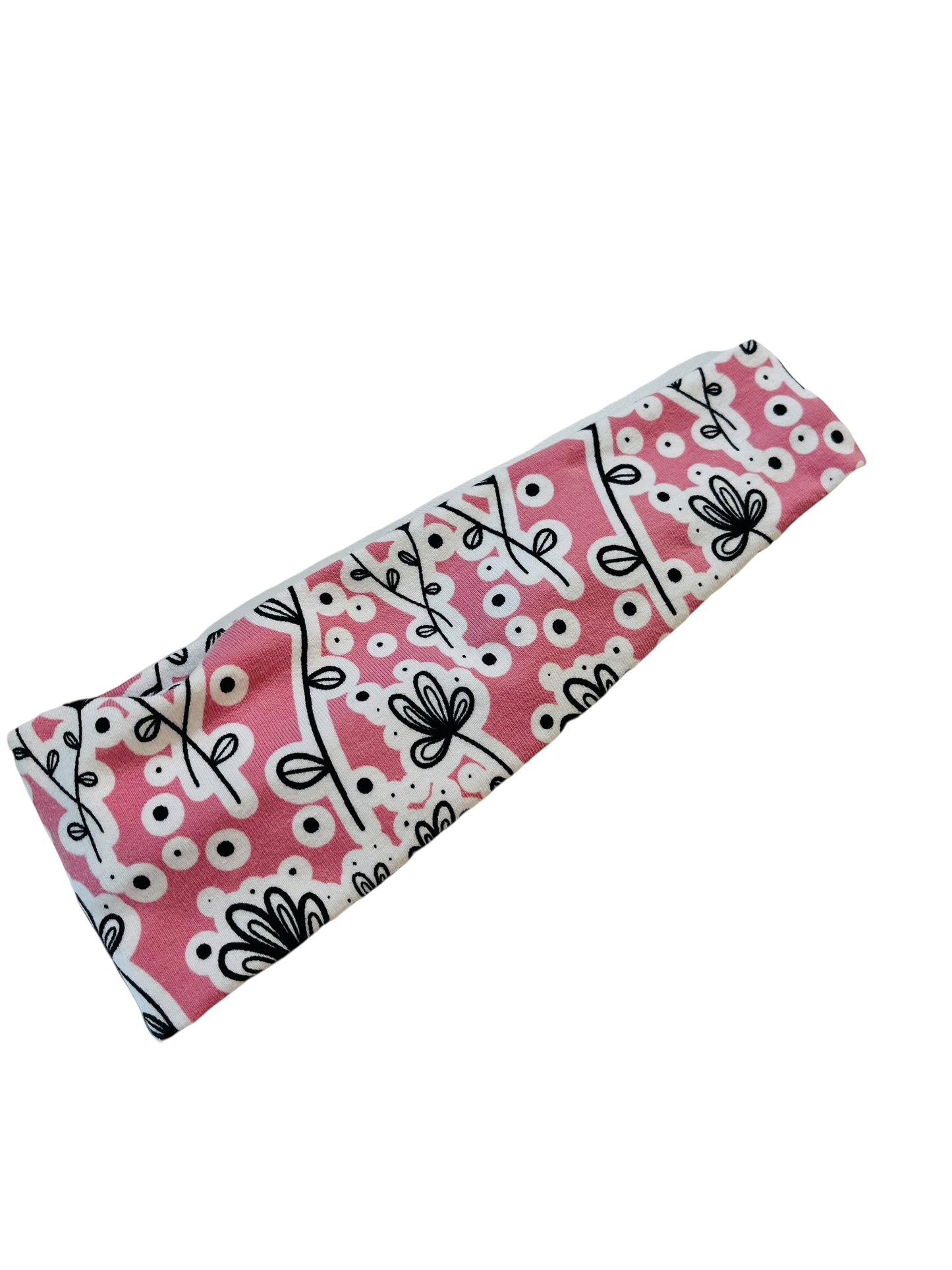 ORGANIC Floral on Pink Headband-Twist or Sport | Sweet Stitch Novelties