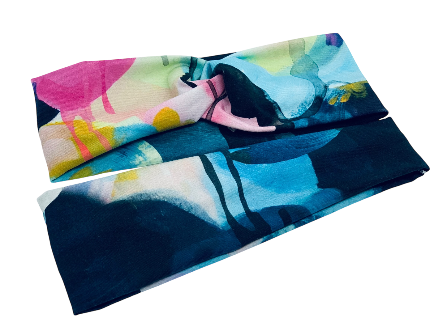 Blue Splatter on Black ORGANIC Headband-Twist or Sport | Sweet Stitch Novelties