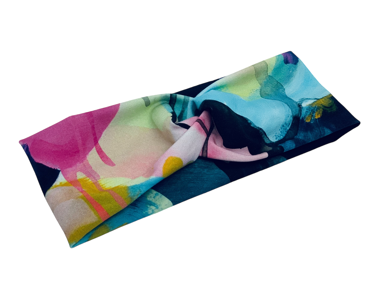 Blue Splatter on Black ORGANIC Headband-Twist or Sport | Sweet Stitch Novelties
