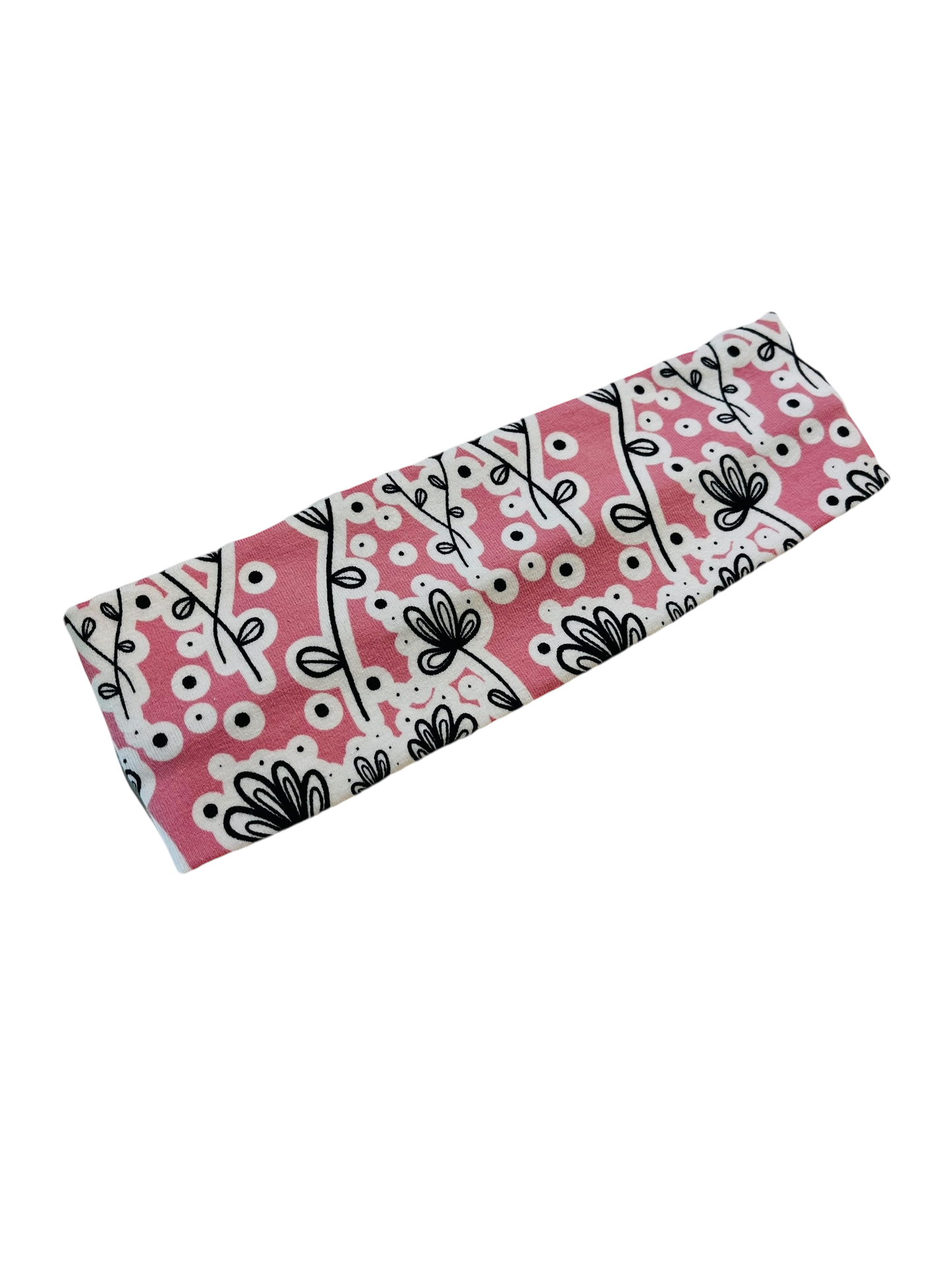 ORGANIC Floral on Pink Headband-Twist or Sport | Sweet Stitch Novelties