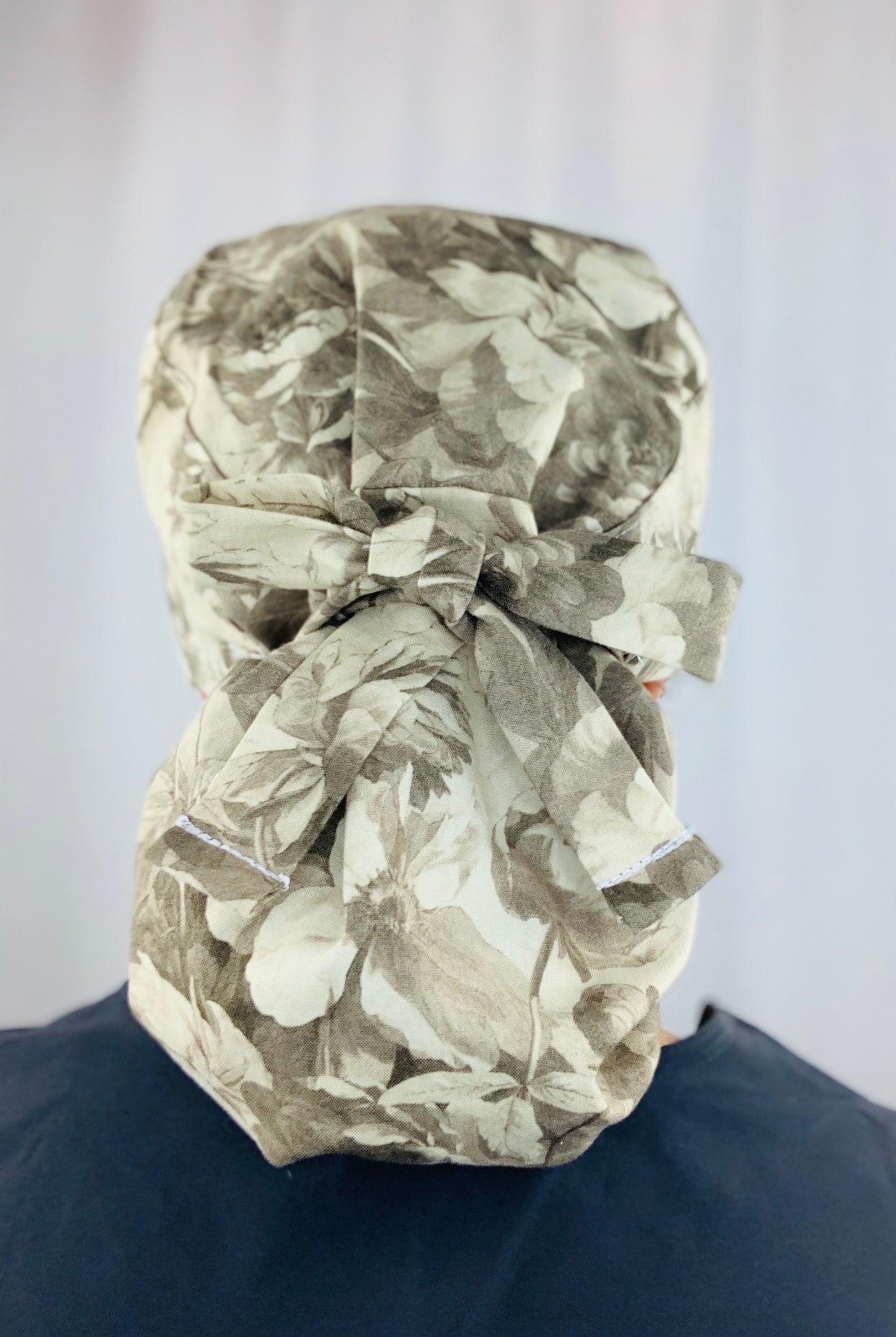 Tawny Floral Ponytail Scrub Cap