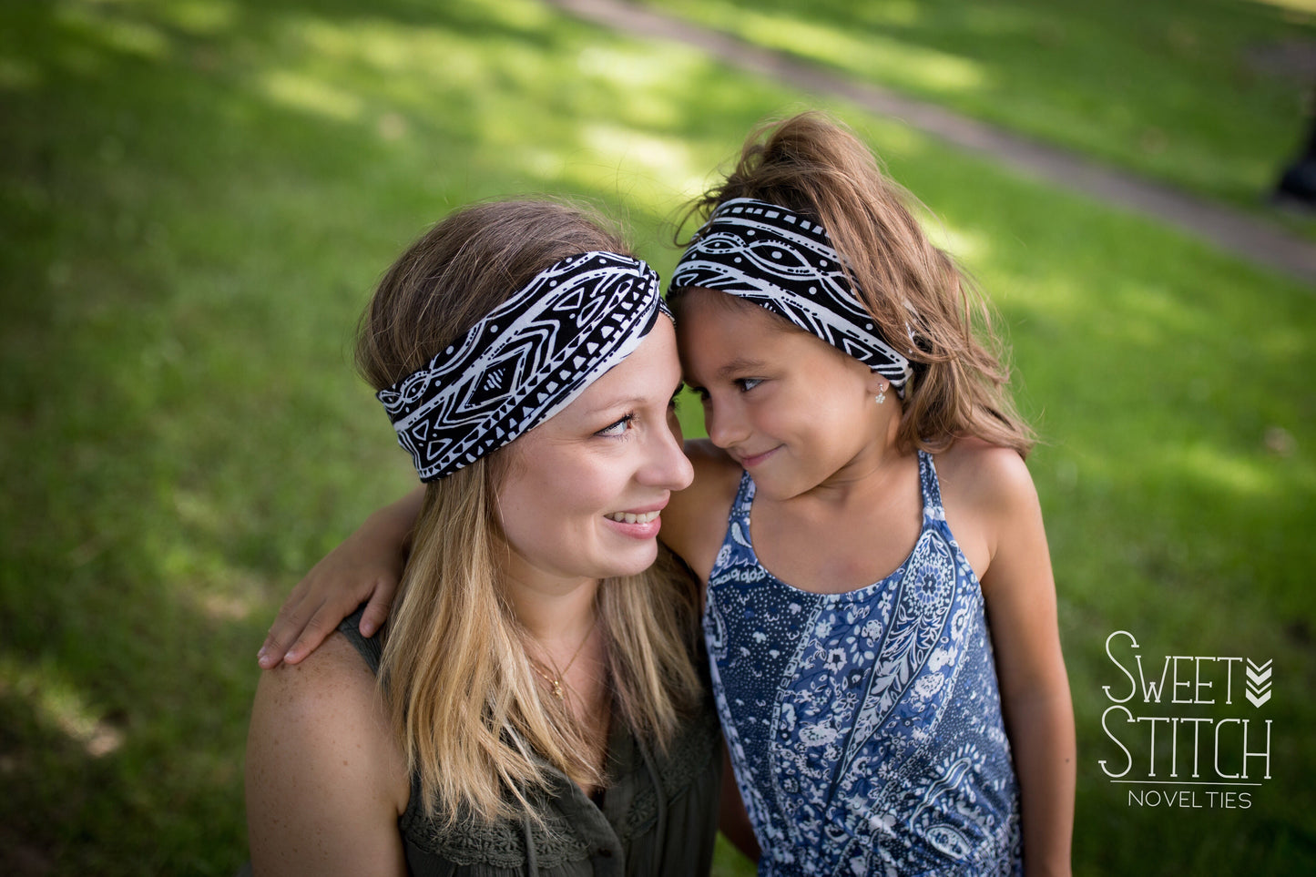 Black Inverted Grids Headband-Turban Twist and Yoga Styles | Sweet Stitch Novelties - Sweet Stitch Novelties