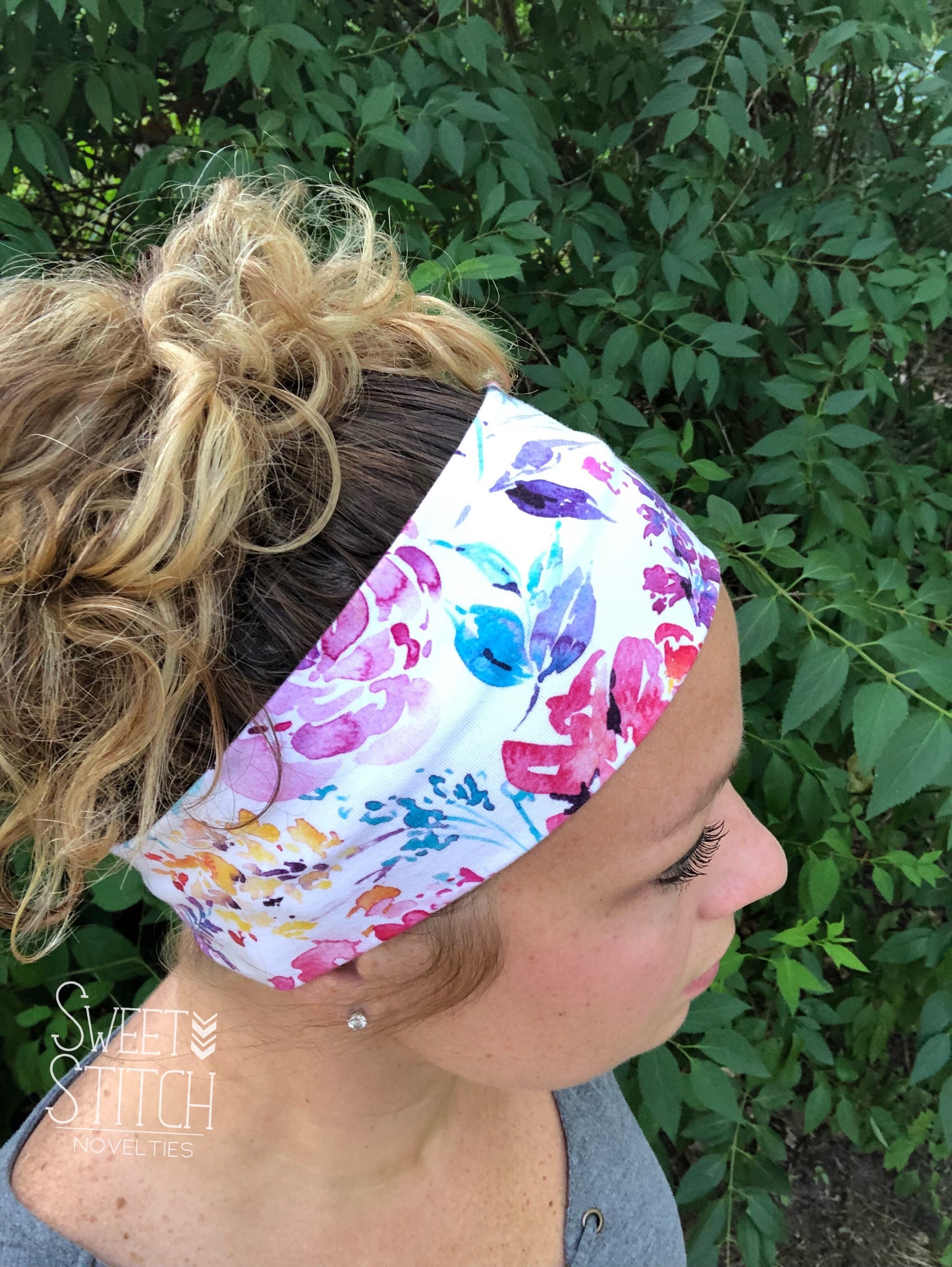 Watercolor Floral Headband-Twist or Sport | Sweet Stitch Novelties