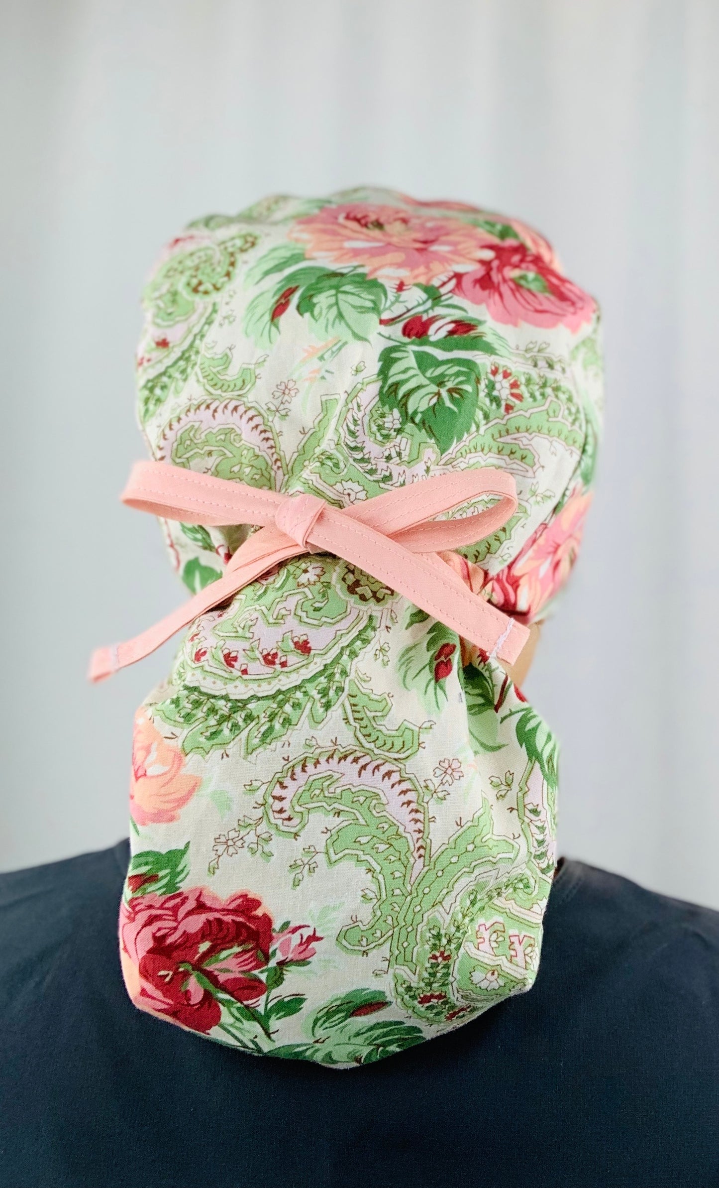 Rose and Paisley Ponytail Scrub Cap
