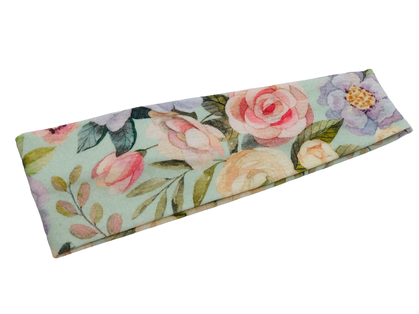 Floral on Mint ORGANIC Headband-Twist and Yoga  |  Sweet Stitch Novelties