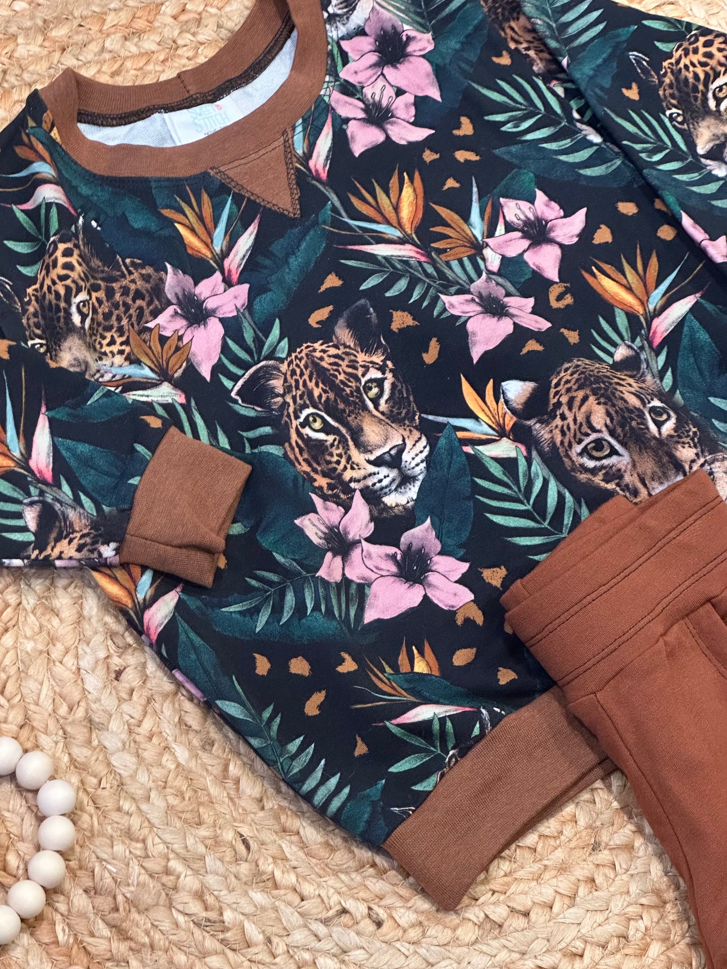 Jungle Floral and Hidden Jaguar Oversized Sweater and Joggers Sets | Size 3/4T, Size 5/6T