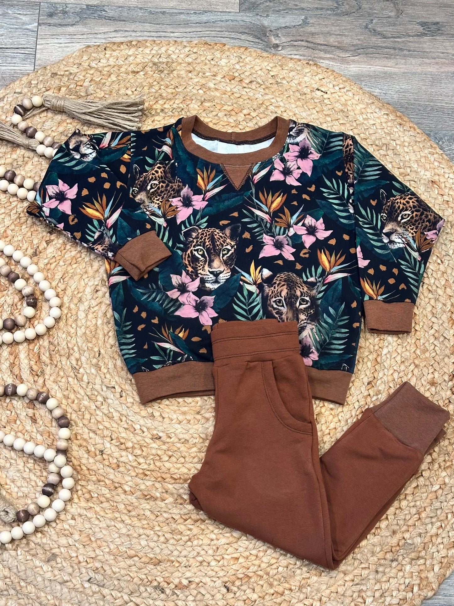 Jungle Floral and Hidden Jaguar Oversized Sweater and Joggers Sets | Size 3/4T, Size 5/6T