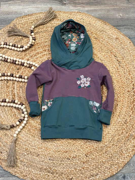 Embroidered Floral Grow With Me Hoodie | Size 18m-4Y