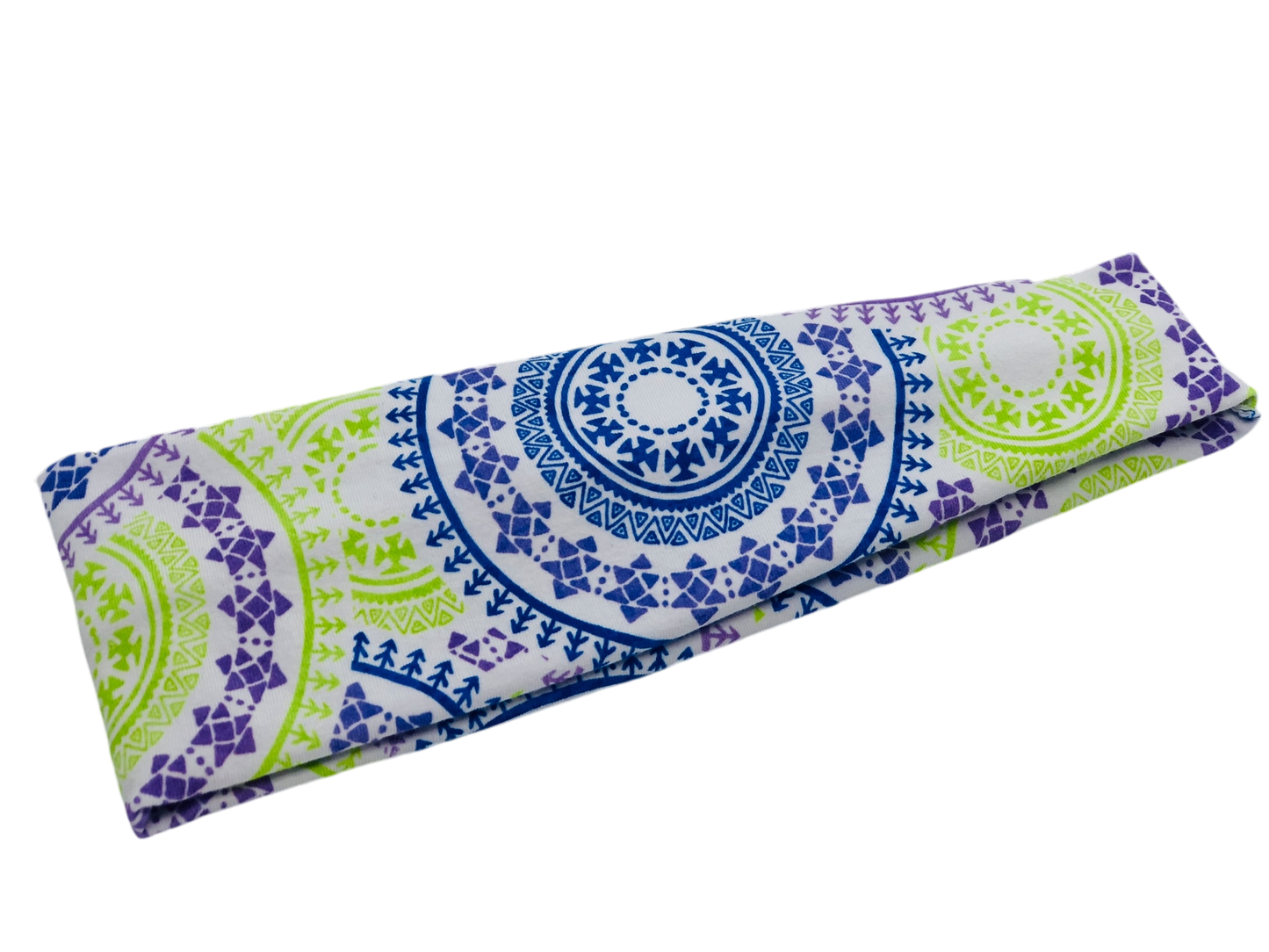 Mandala on White Headband-Turban Twist and Yoga Styles | Sweet Stitch Novelties