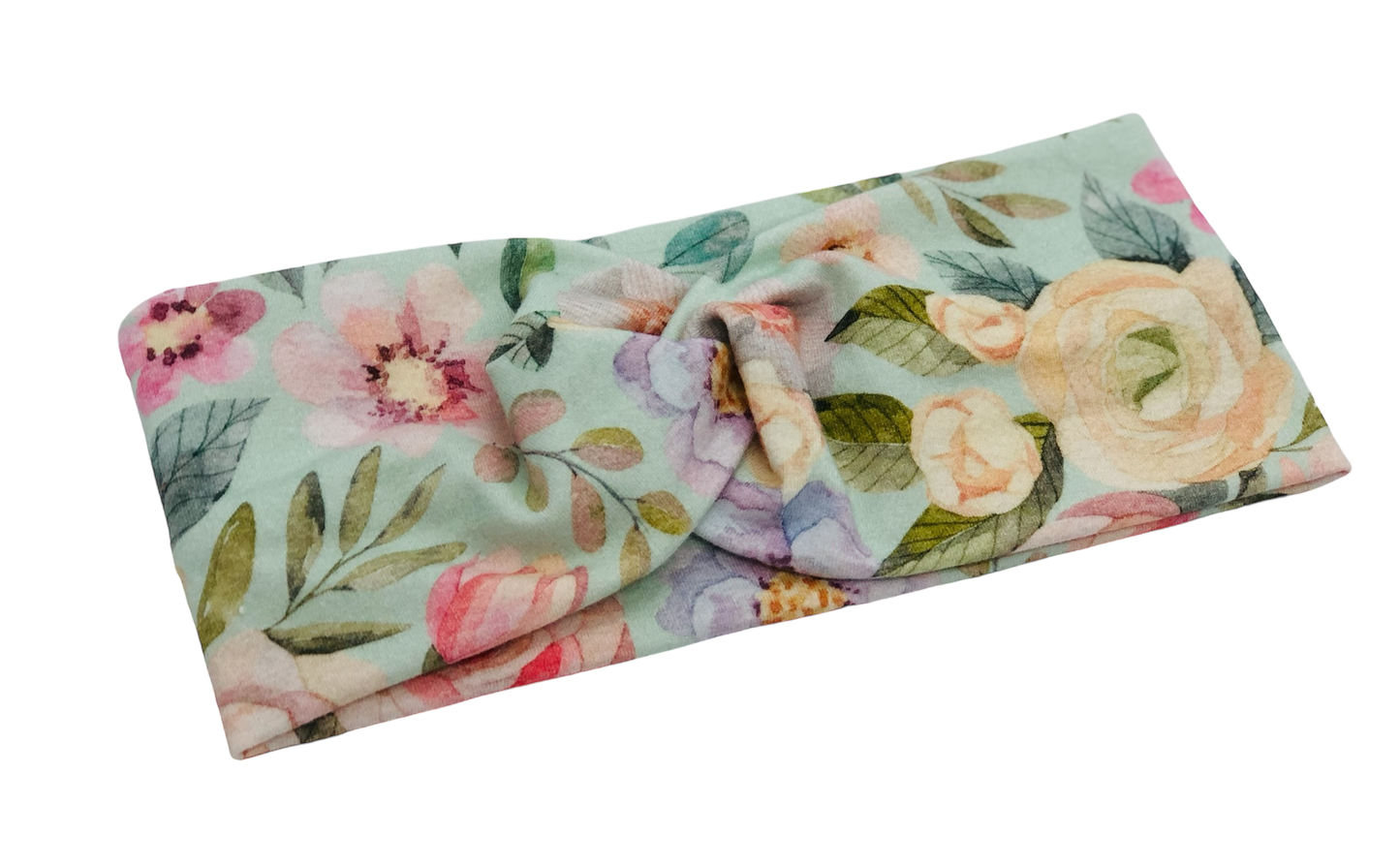 Floral on Mint ORGANIC Headband-Twist or Sport  |  Sweet Stitch Novelties