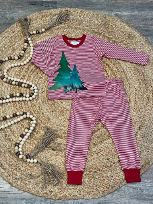 Appliqué Christmas Trees Lounge Set | Size 9-12 months