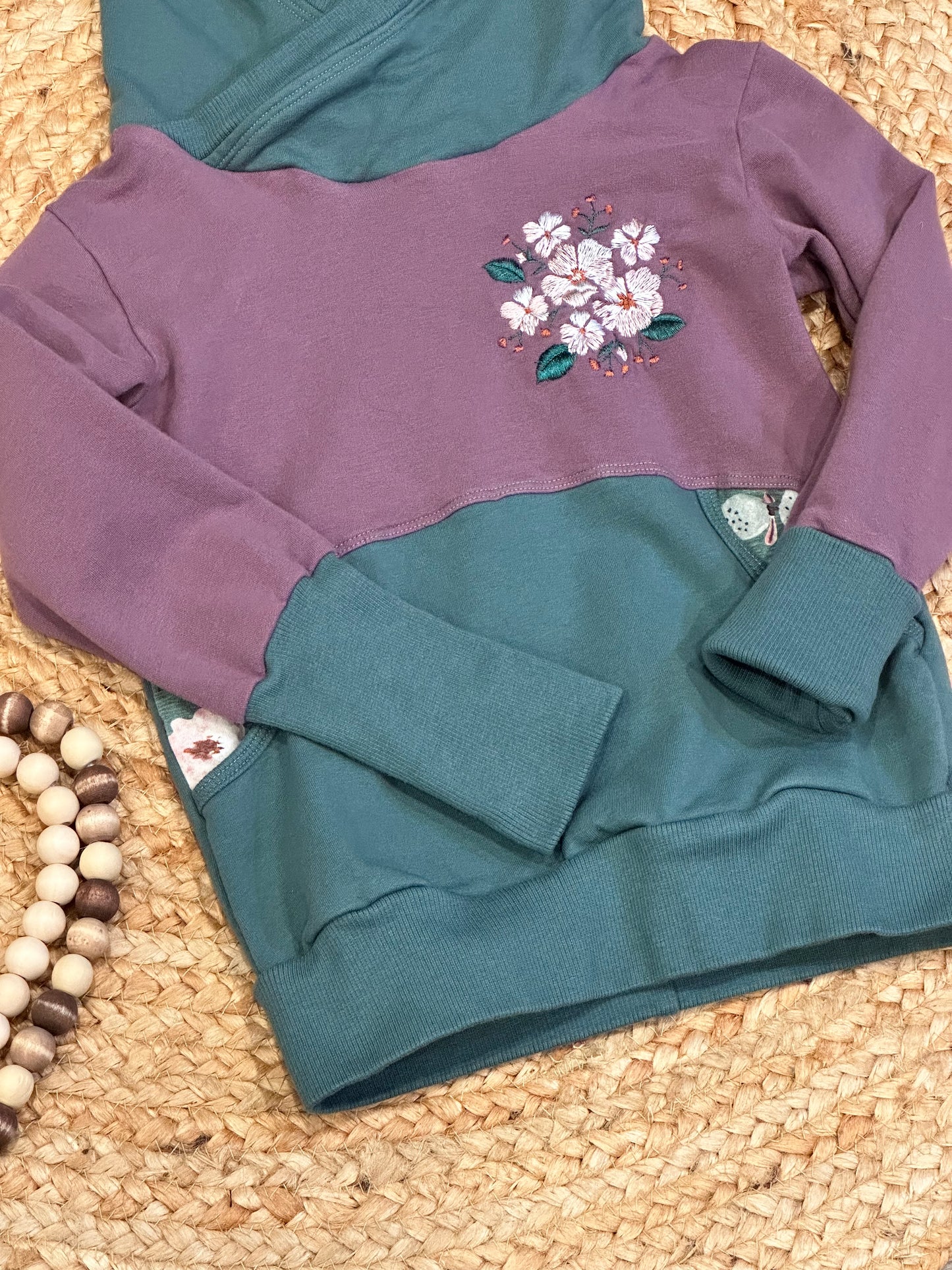 Embroidered Floral Grow With Me Hoodie | Size 18m-4Y