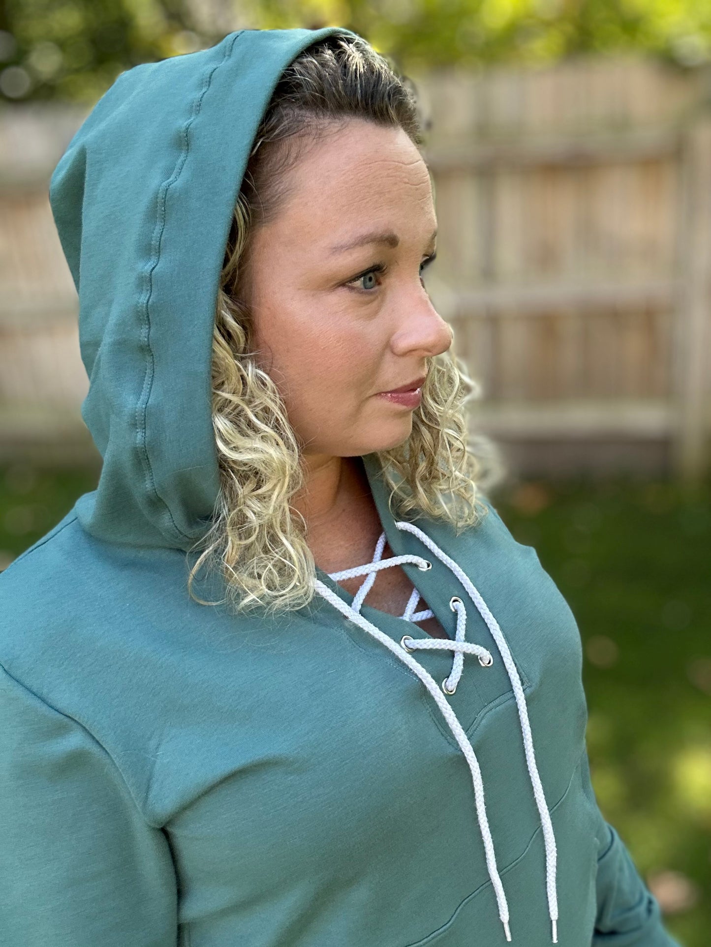 Women’s Lace Up Hoodie-Organic FRENCH TERRY | Sizes XXS-5X