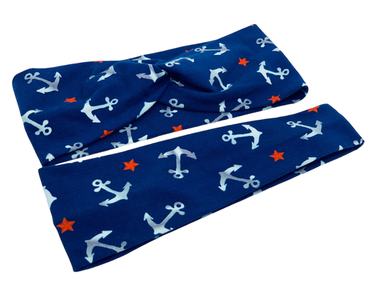 Anchors and Stars Headband-Twist or Sport | Sweet Stitch Novelties