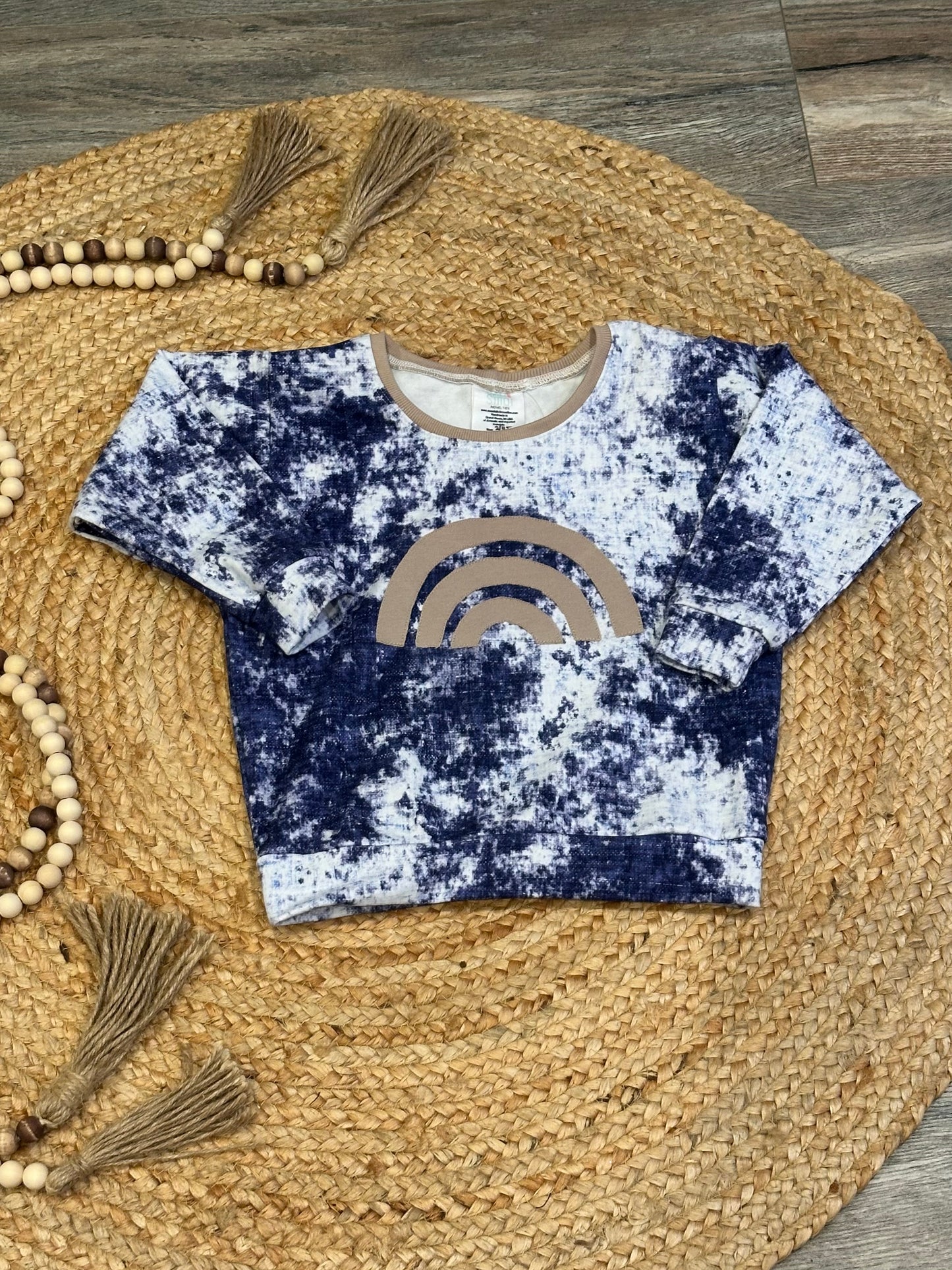 Rainbow Appliqué Acid Wash Oversized Pullovers | Size 3/4T