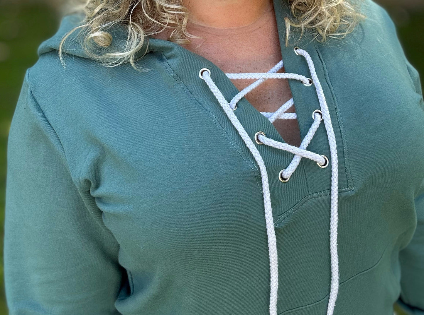 Women’s Lace Up Hoodie-Organic FRENCH TERRY | Sizes XXS-5X