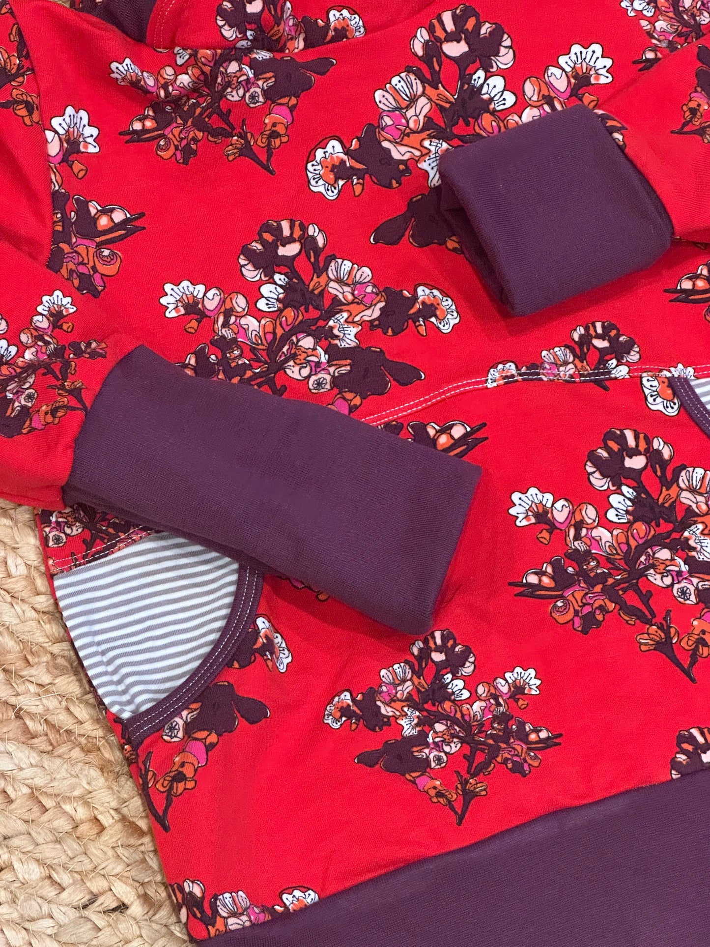 Floral and Stripes Grow With Me Hoodie | Size 4-7Y