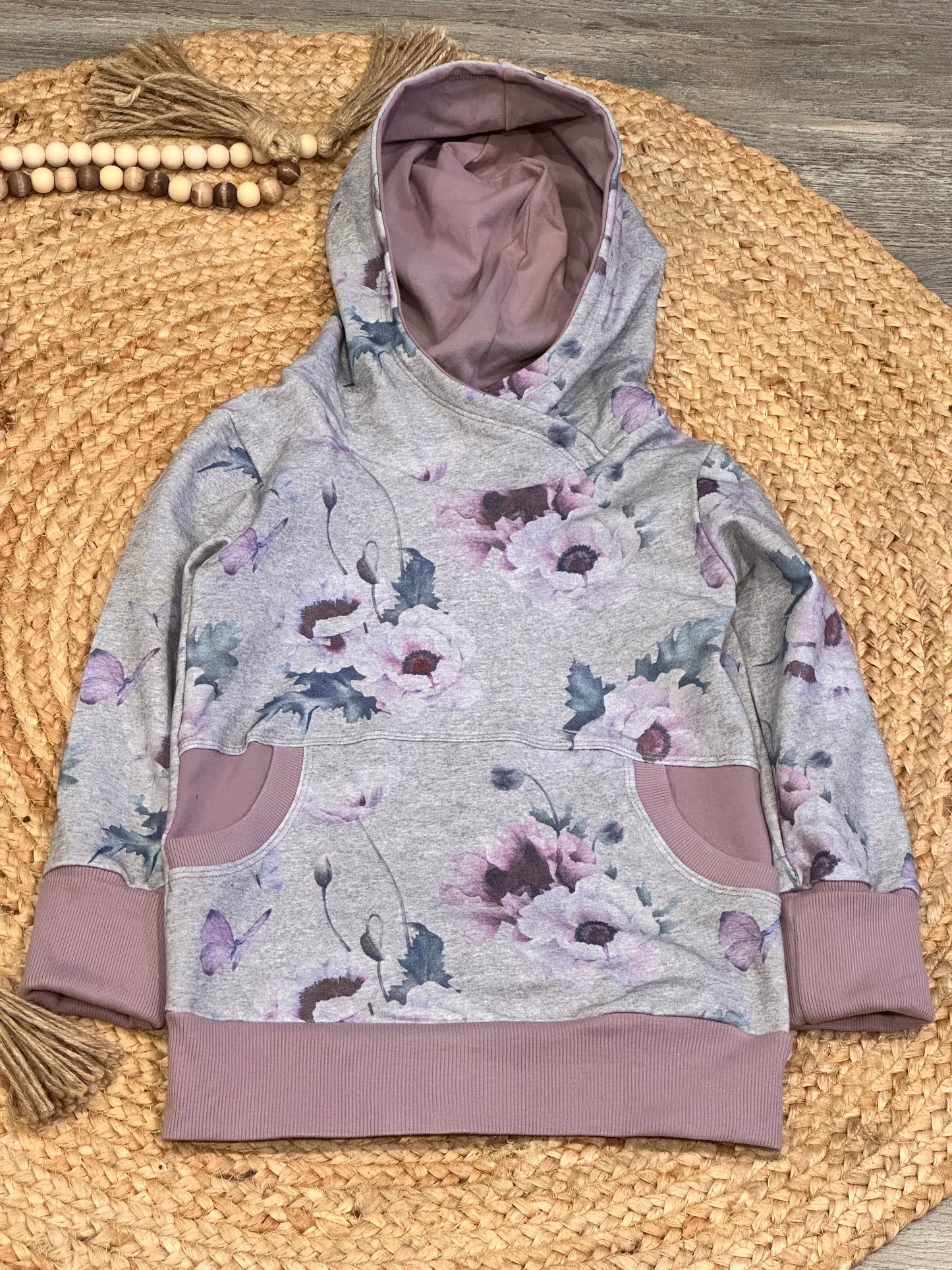 Heathered Poppies Grow With Me Hoodie | Size 4-7Y