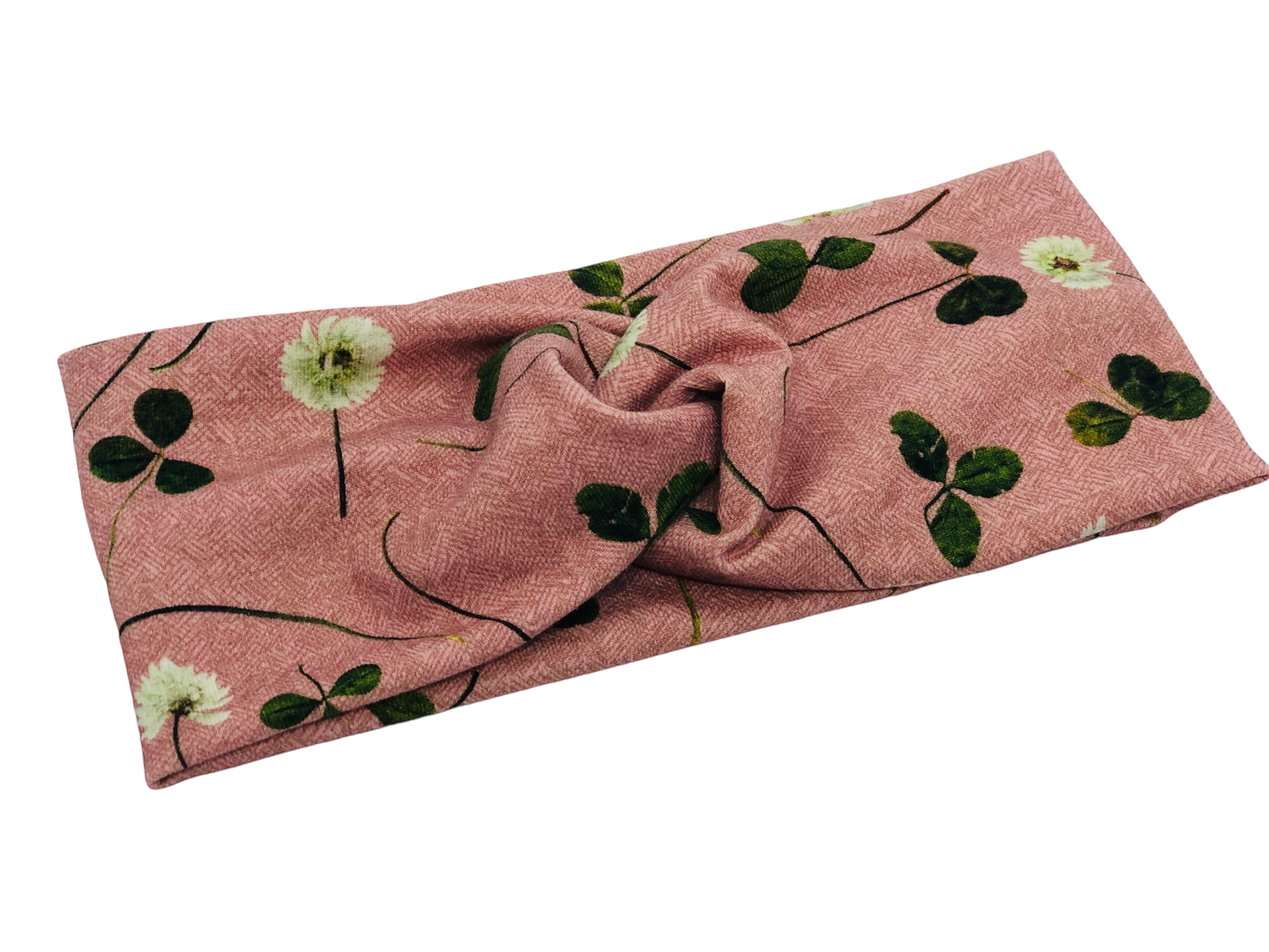 Clover on Pink ORGANIC Headband-Twist or Yoga | Sweet Stitch Novelties