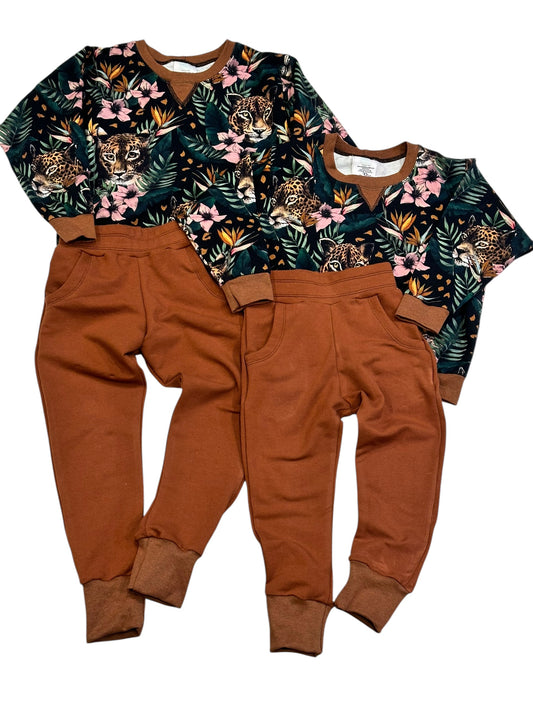 Jungle Floral and Hidden Jaguar Oversized Sweater and Joggers Sets | Size 3/4T, Size 5/6T
