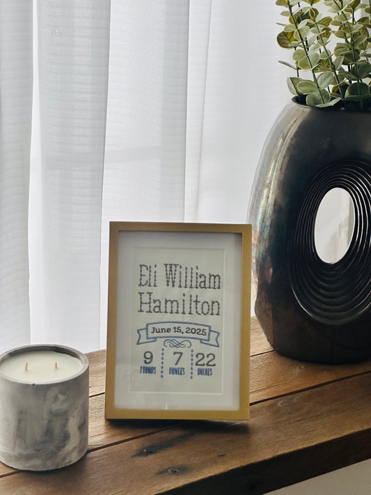 Embroidered Banner Birth Announcement