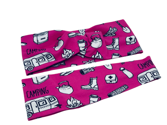 Pink Camping Headband-Twist or Sport | Sweet Stitch Novelties