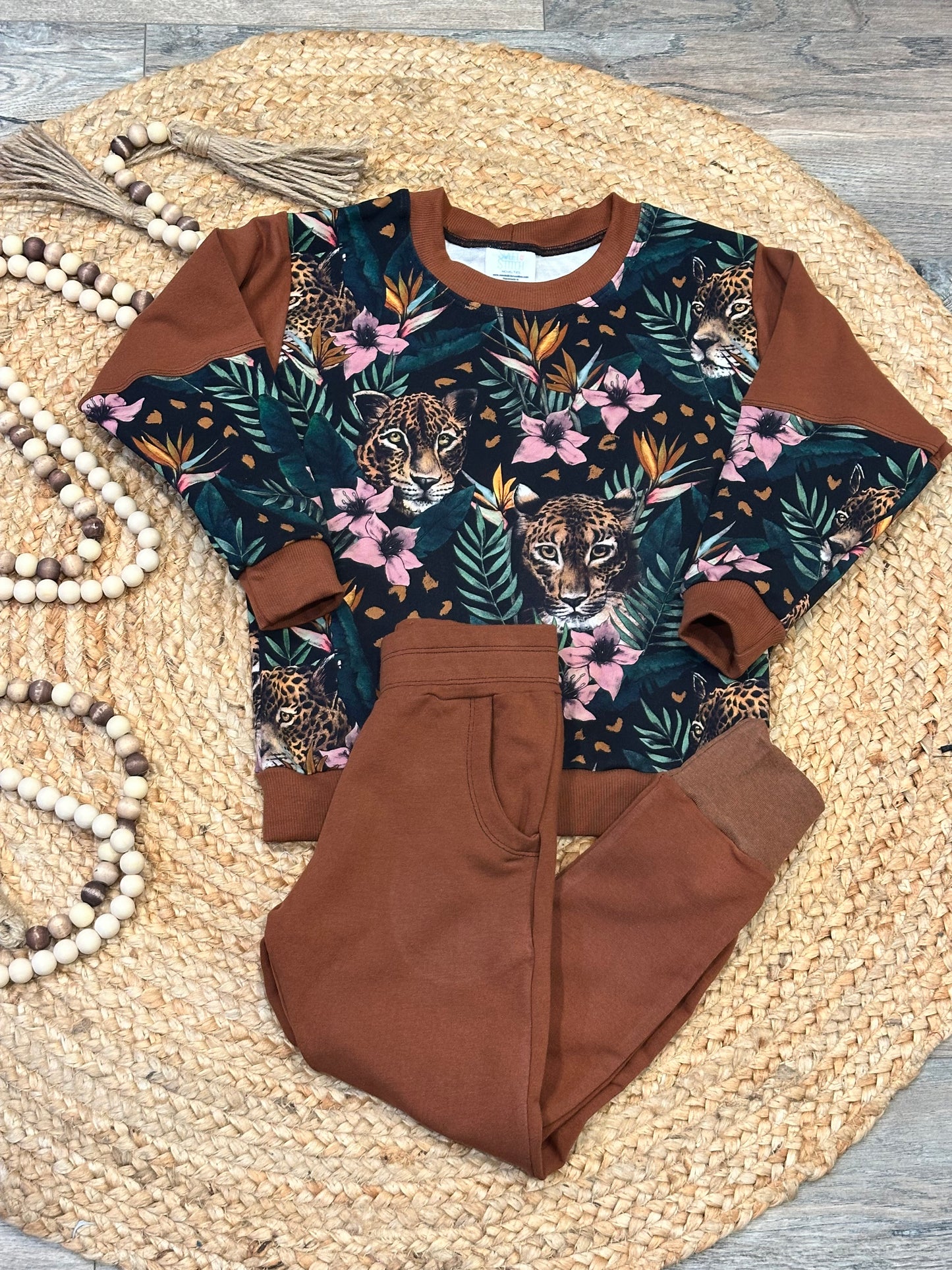 Jungle Floral and Hidden Jaguar Oversized Sweater and Joggers Sets | Size 3/4T, Size 5/6T
