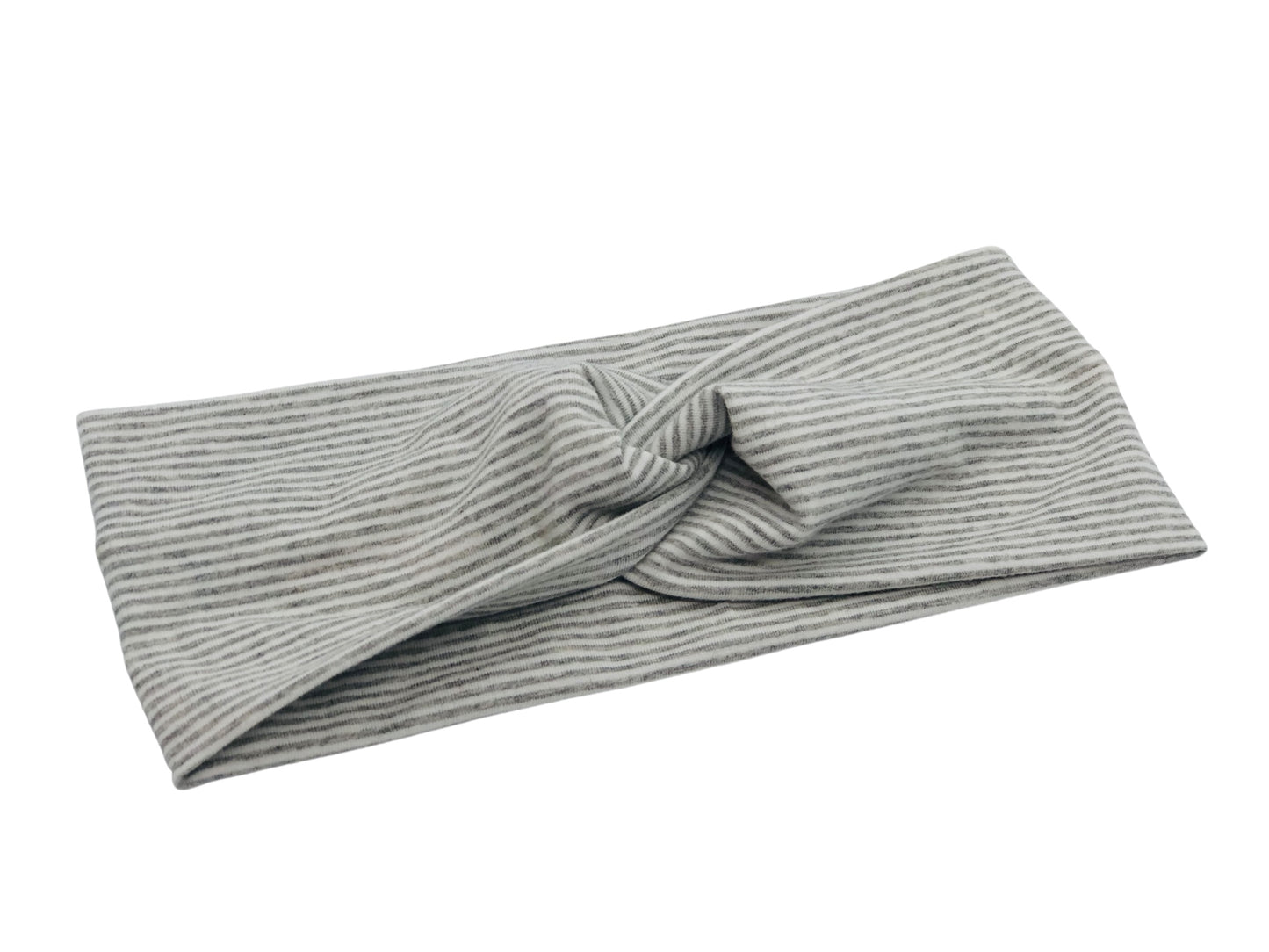 Heather Gray Mini Stripe Headband-Turban Twist and Yoga Styles | Sweet Stitch Novelties