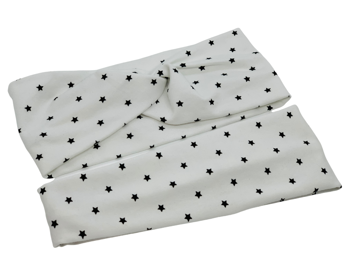 Stars on White Headband-Turban Twist and Yoga Styles | Sweet Stitch Novelties