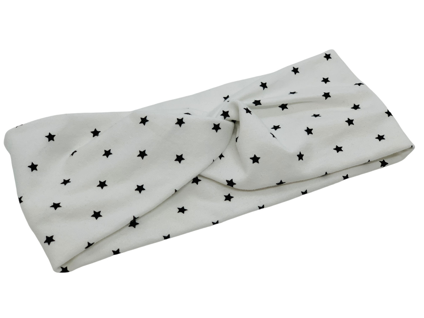 Stars on White Headband-Turban Twist and Yoga Styles | Sweet Stitch Novelties