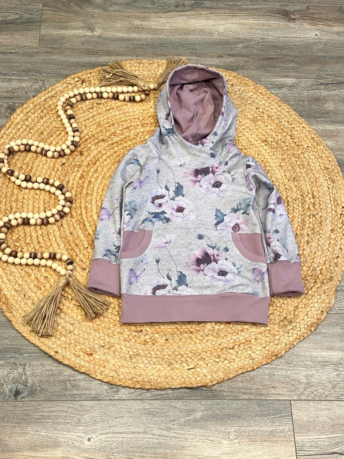 Heathered Poppies Grow With Me Hoodie | Size 4-7Y