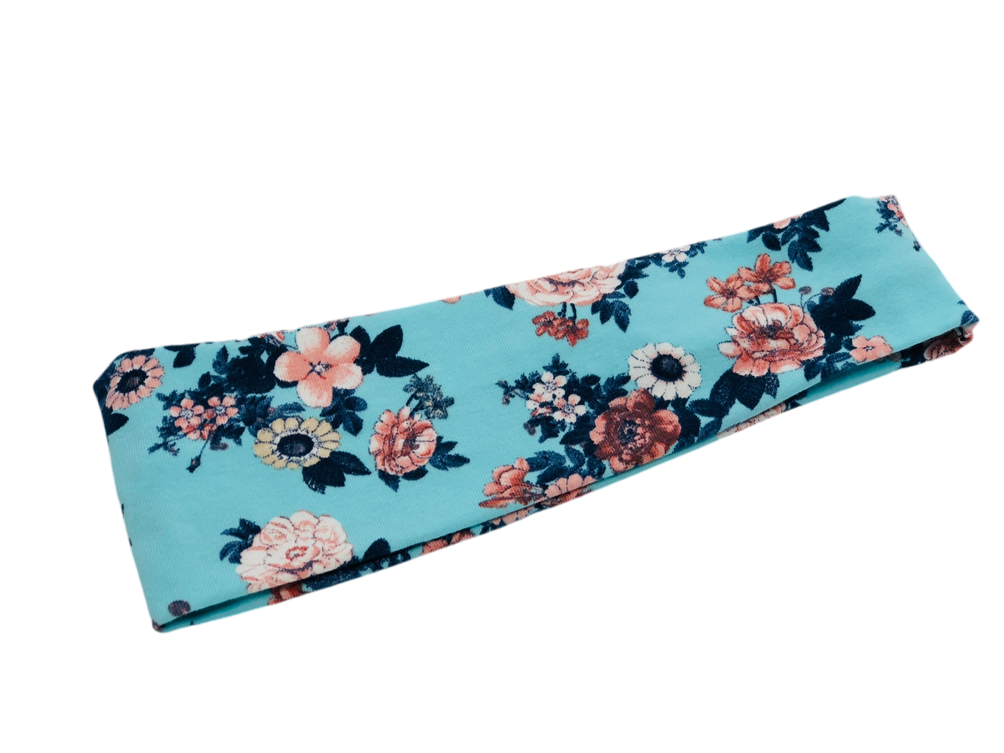 Peach Blossoms on Aqua ORGANIC Headband-Twist or Sport| Sweet Stitch Novelties