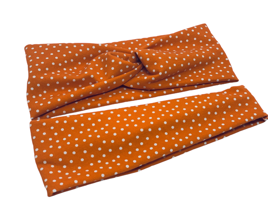 Dotties on Orange Headband-Twist or Sport | Sweet Stitch Novelties