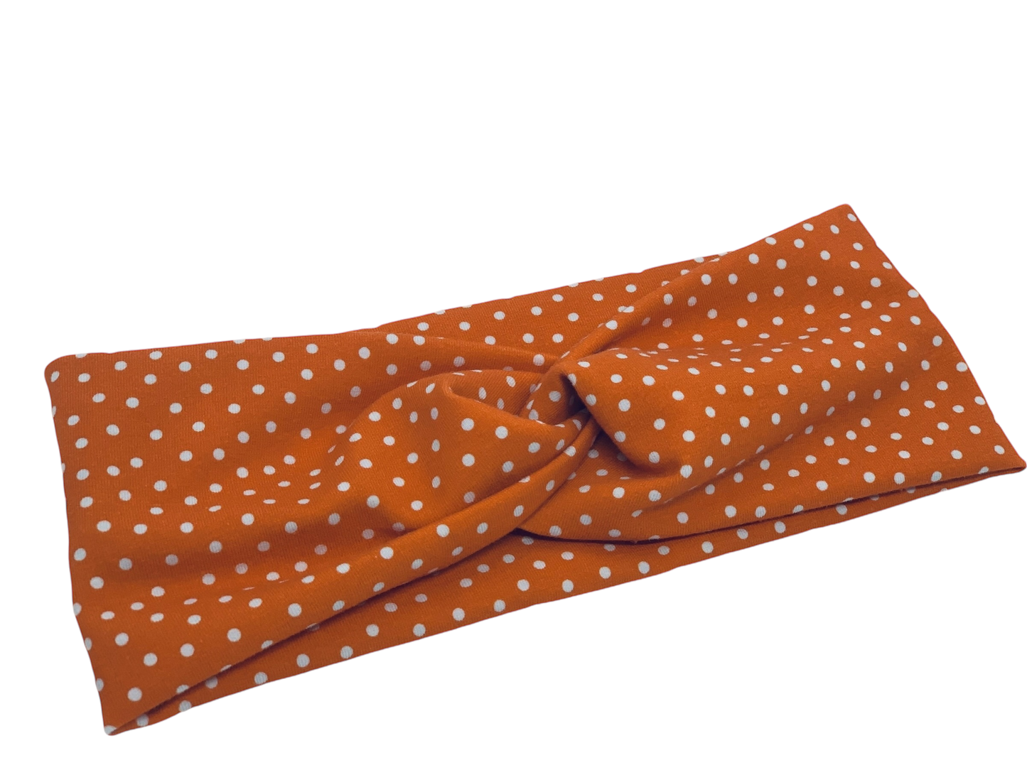 Dotties on Orange Headband-Twist or Yoga | Sweet Stitch Novelties