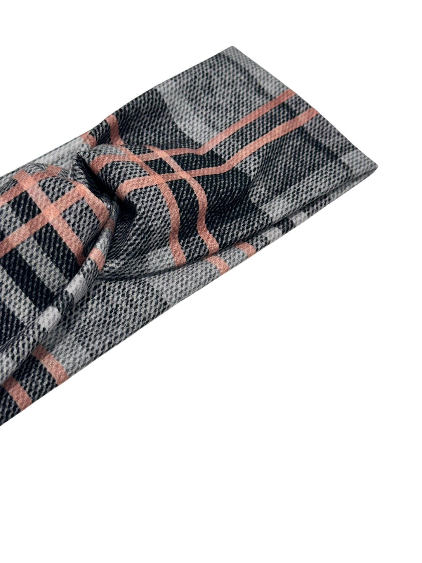 Rose Gold Plaid Headband-Twist or Sport |  Sweet Stitch Novelties