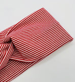 Red Mini-Stripe Headband-Turban Twist and Yoga Styles | Sweet Stitch Novelties