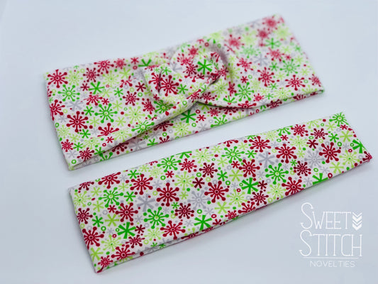 Christmas Snowflake Headband-Turban Twist and Yoga Styles | Sweet Stitch Novelties - Sweet Stitch Novelties