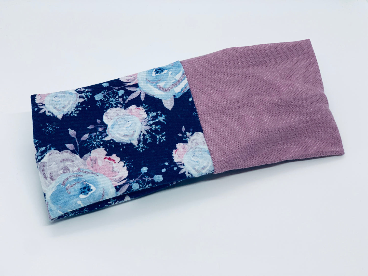 Powdered Blue Floral and Rose Linen Combo TURBAN TWIST Headband
