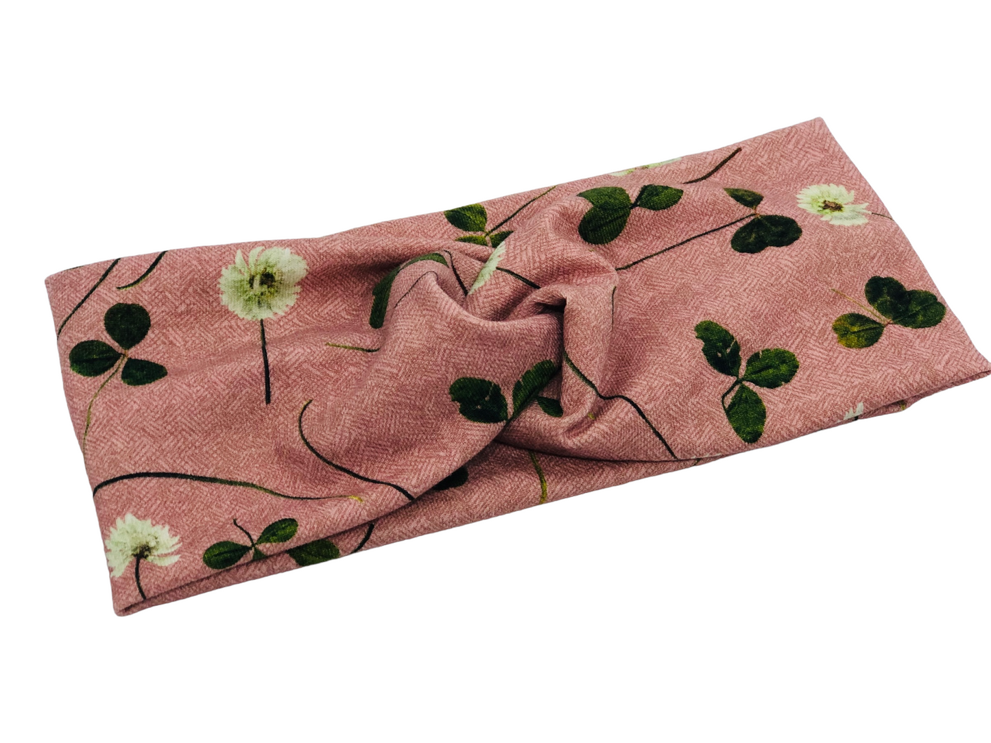 Clover on Pink ORGANIC Headband-Twist or Yoga | Sweet Stitch Novelties
