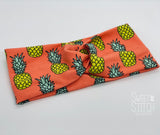 Pineapples on Coral Headband-Turban Twist and Yoga Styles  |  Sweet Stitch Novelties - Sweet Stitch Novelties