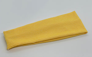Mustard Mini Stripe Headband-Turban Twist and Yoga Styles | Sweet Stitch Novelties