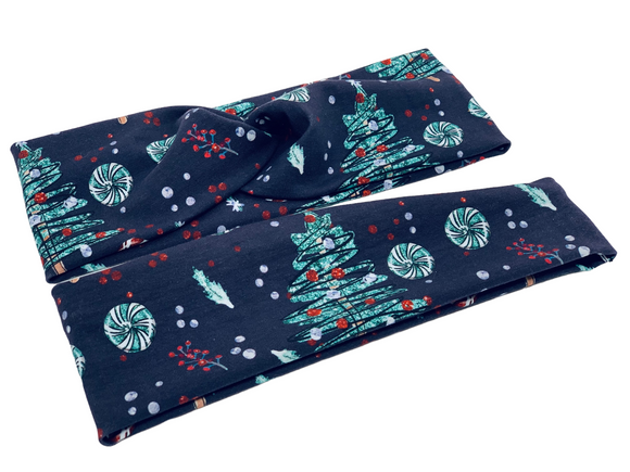 Christmas Trees and Peppermints Headband-Twist or Yoga | Sweet Stitch Novelties