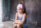 Floral on Gray Stripe Headband-Turban Twist and Yoga Styles | Sweet Stitch Novelties - Sweet Stitch Novelties