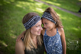 Black Inverted Grids Headband-Turban Twist and Yoga Styles | Sweet Stitch Novelties - Sweet Stitch Novelties