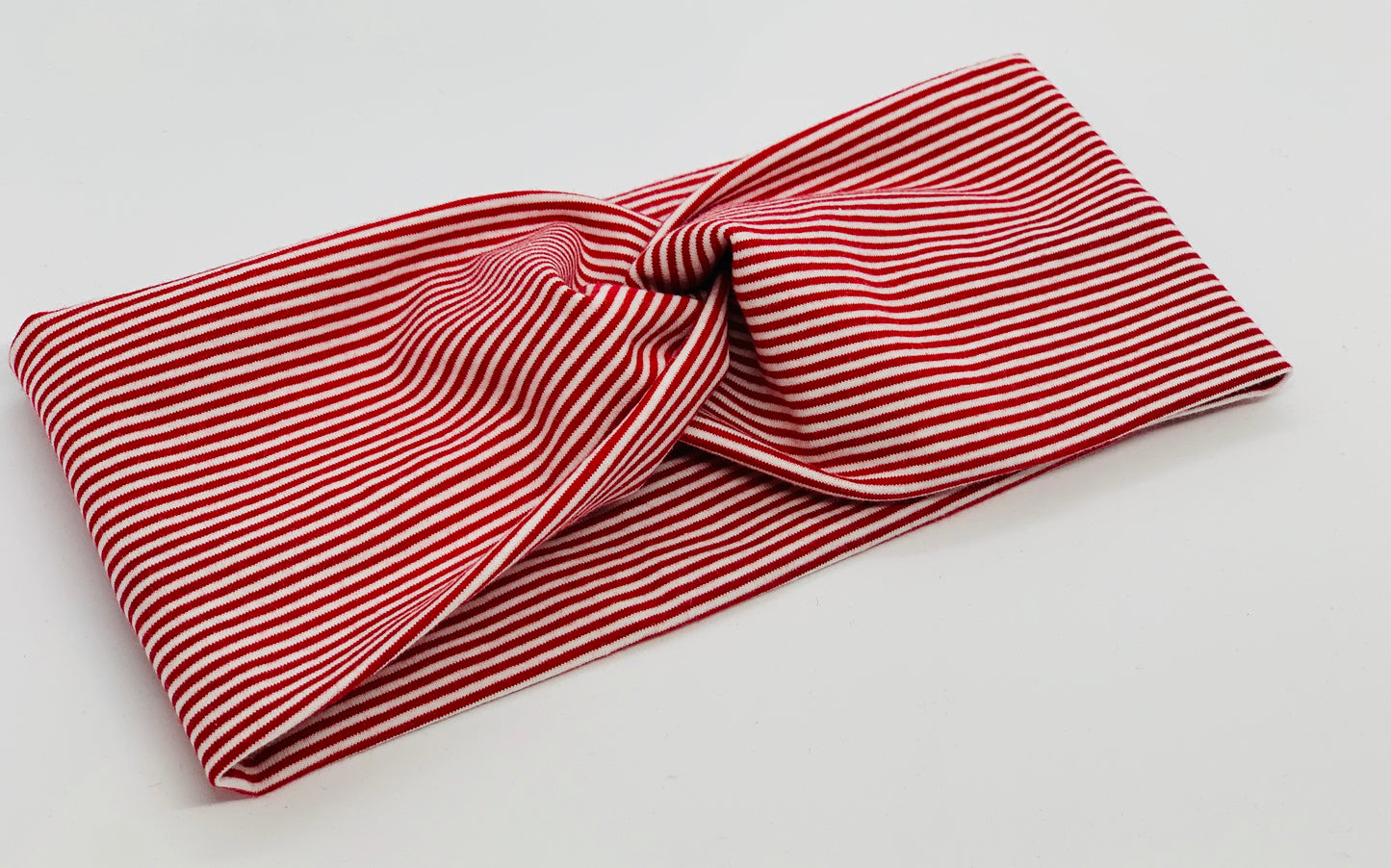 Red Mini-Stripe Headband-Turban Twist and Yoga Styles | Sweet Stitch Novelties
