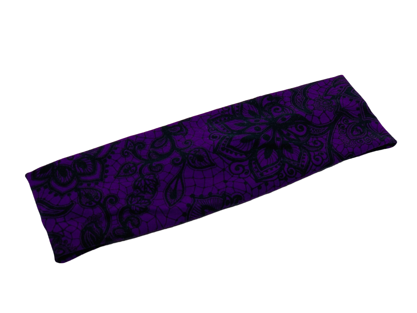 Black Lace on Purple Headband-Twist or Yoga  |  Sweet Stitch Novelties