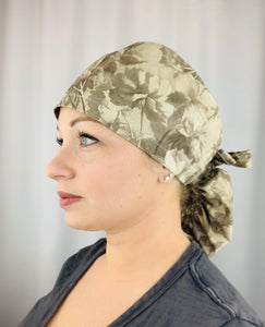Tawny Floral Ponytail Scrub Cap