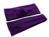 Black Lace on Purple Headband-Twist or Yoga  |  Sweet Stitch Novelties