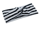 Black and White Striped Headband-Twist or Yoga | Sweet Stitch Novelties